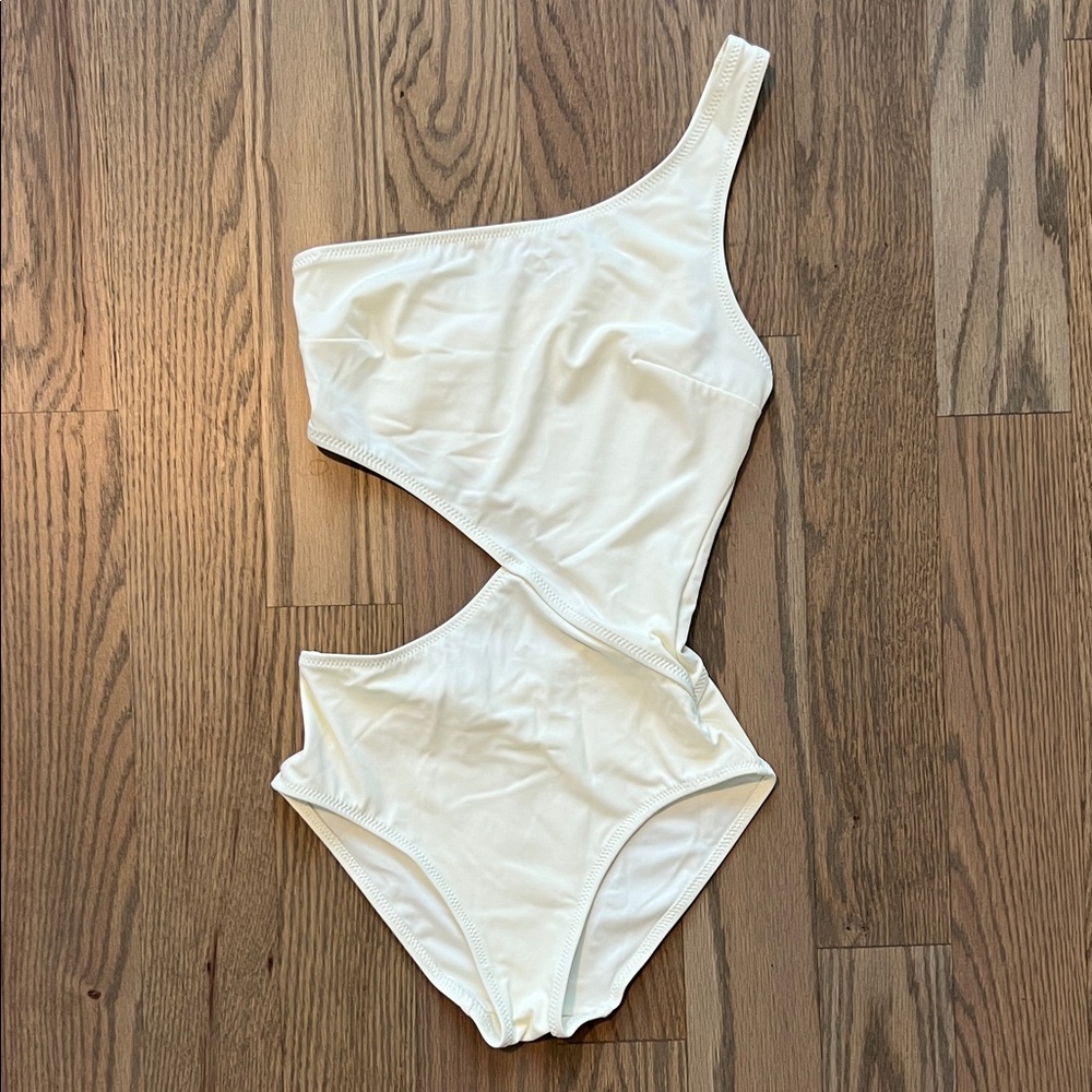 One-Shoulder Cream Swimsuit